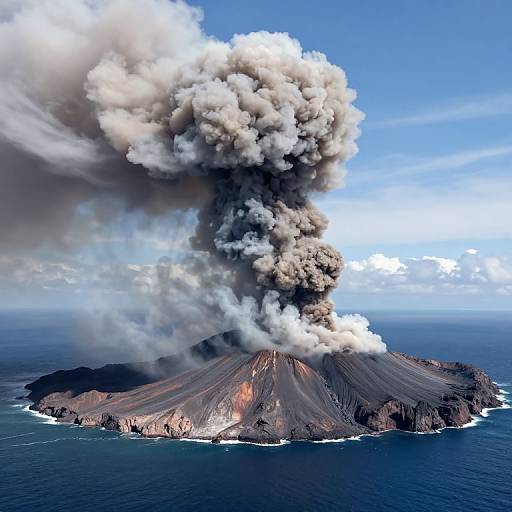 Volcanic Eruption Over Rocky Island