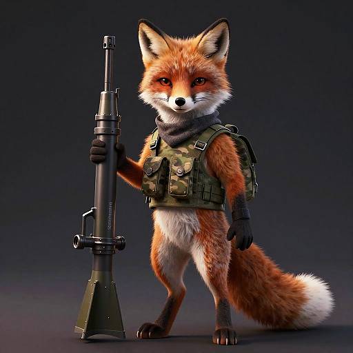 Anthropomorphic Fox Soldier with Rocket Launcher