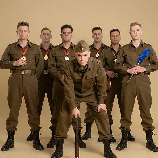 Group of Men in Military-Style Uniforms