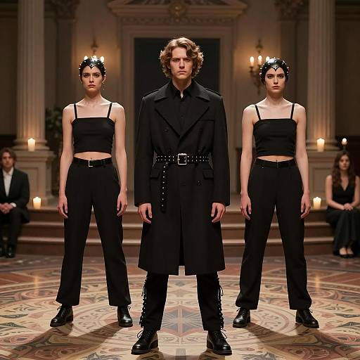 Dramatic Scene in Ornate Dim Room