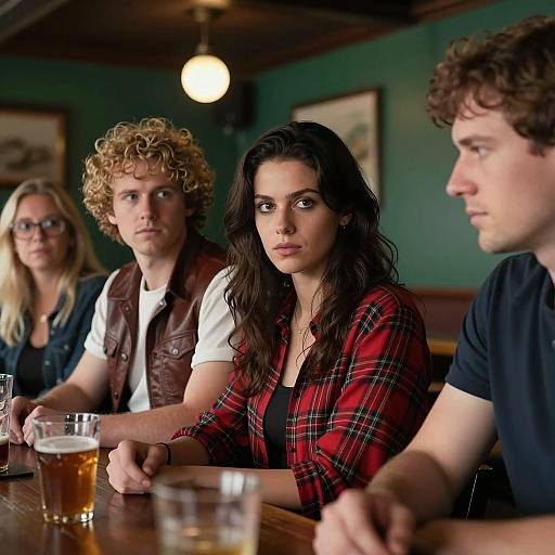 Group of friends in rustic bar