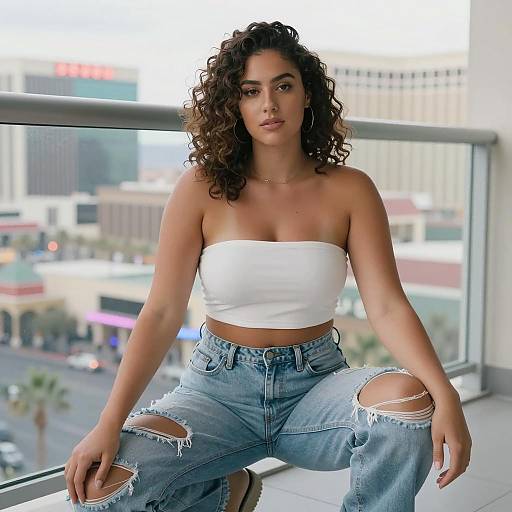 Casual Summer Fashion on Las Vegas Balcony