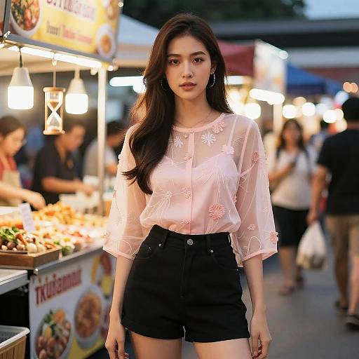 Chic Hourglass Woman at Bangkok Market