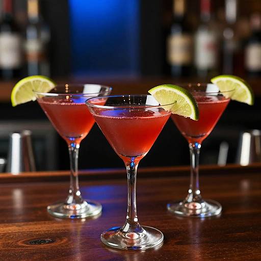Vibrant Red Cocktails on Bar
