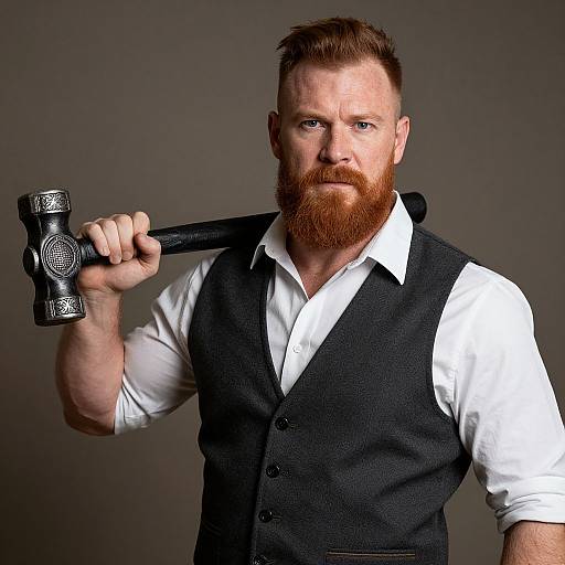 Muscular Red-Bearded Western Blacksmith