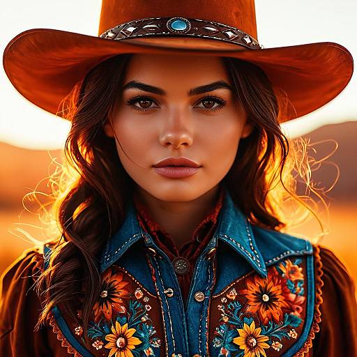 Romantic Cowboy Shot Girl Portrait