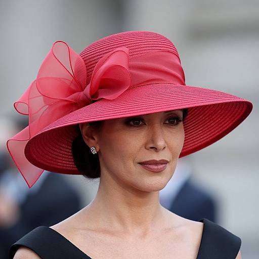 Elegant Woman in Red Wide-Brim Hat