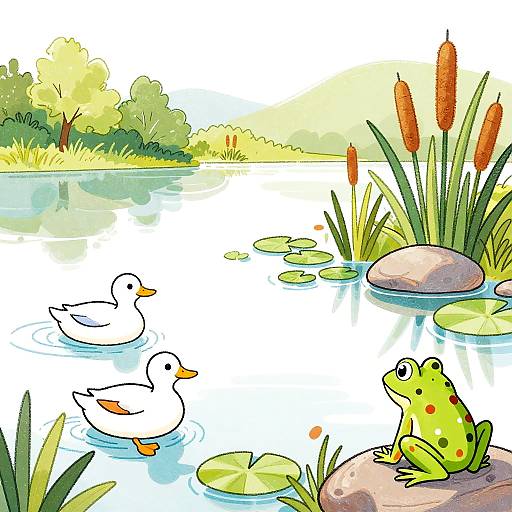 Playful Lakeside Coloring Scene