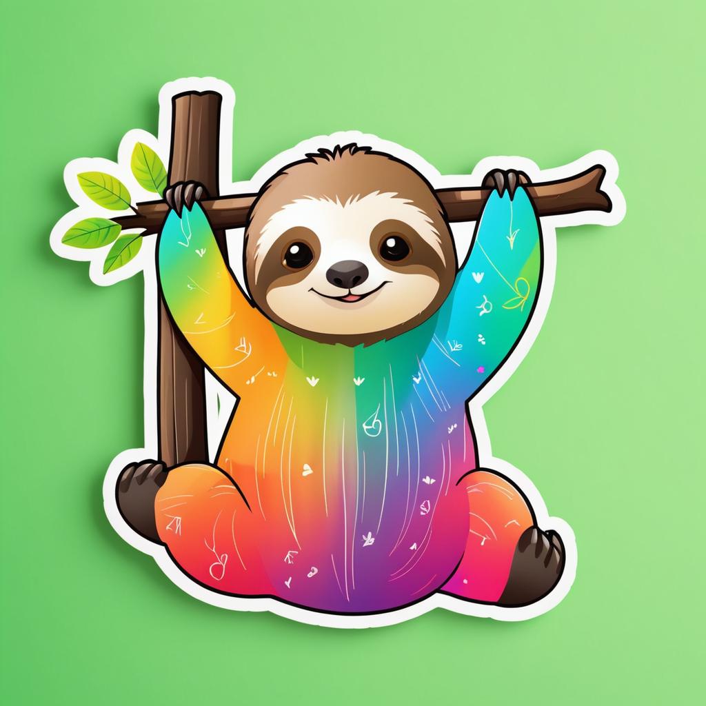 Cute Sloth Sticker Design with Playful Colors