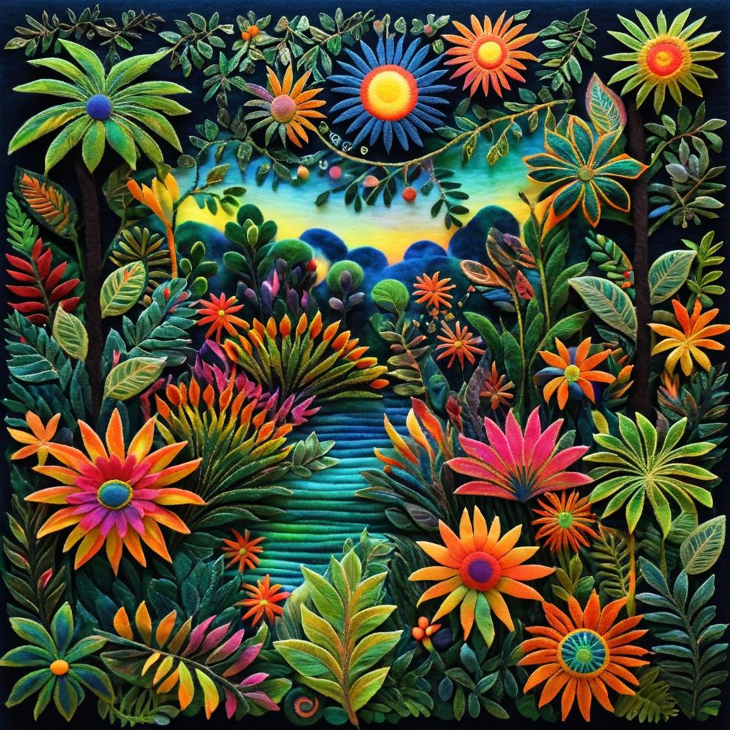 Vibrant Cosmic Jungle Inspired by Rousseau