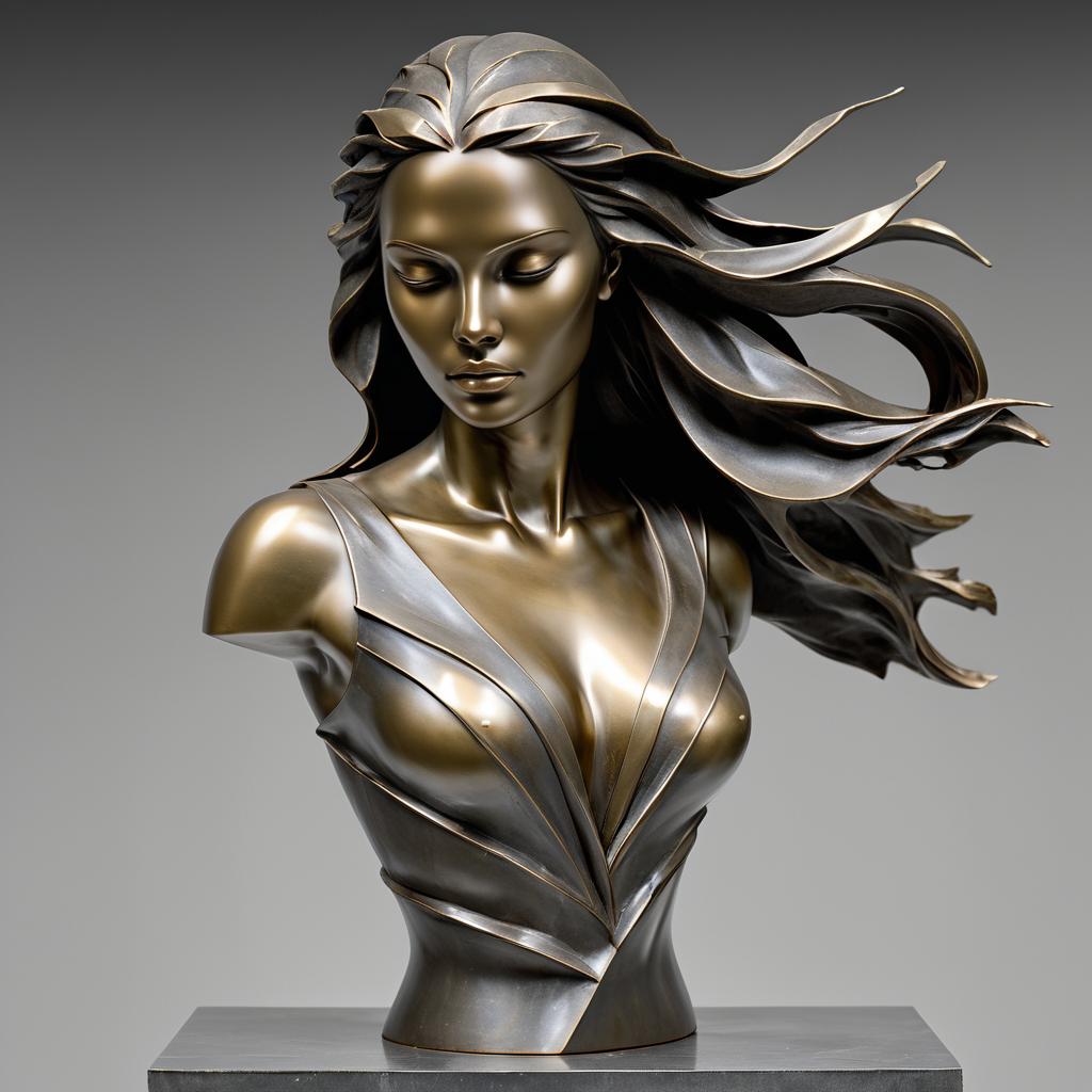 Dynamic Surrealist Bronze Woman Sculpture