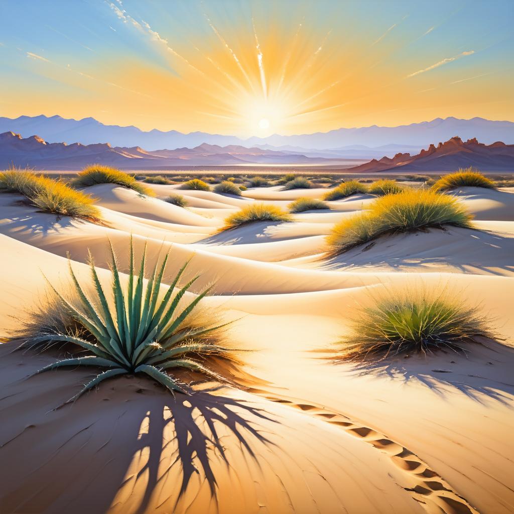 Vast Desert Landscape with Lone Cactus