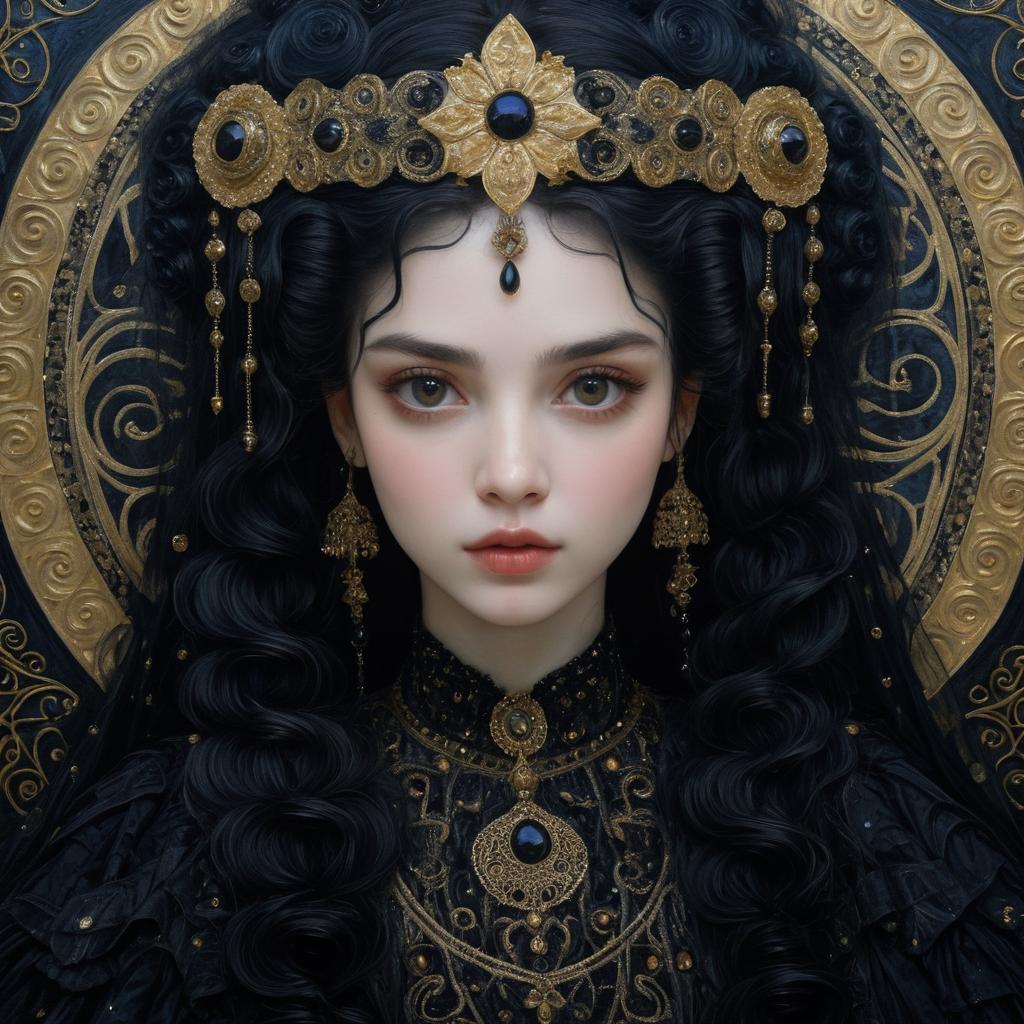 Gothic Princess Portrait in Klimt Style