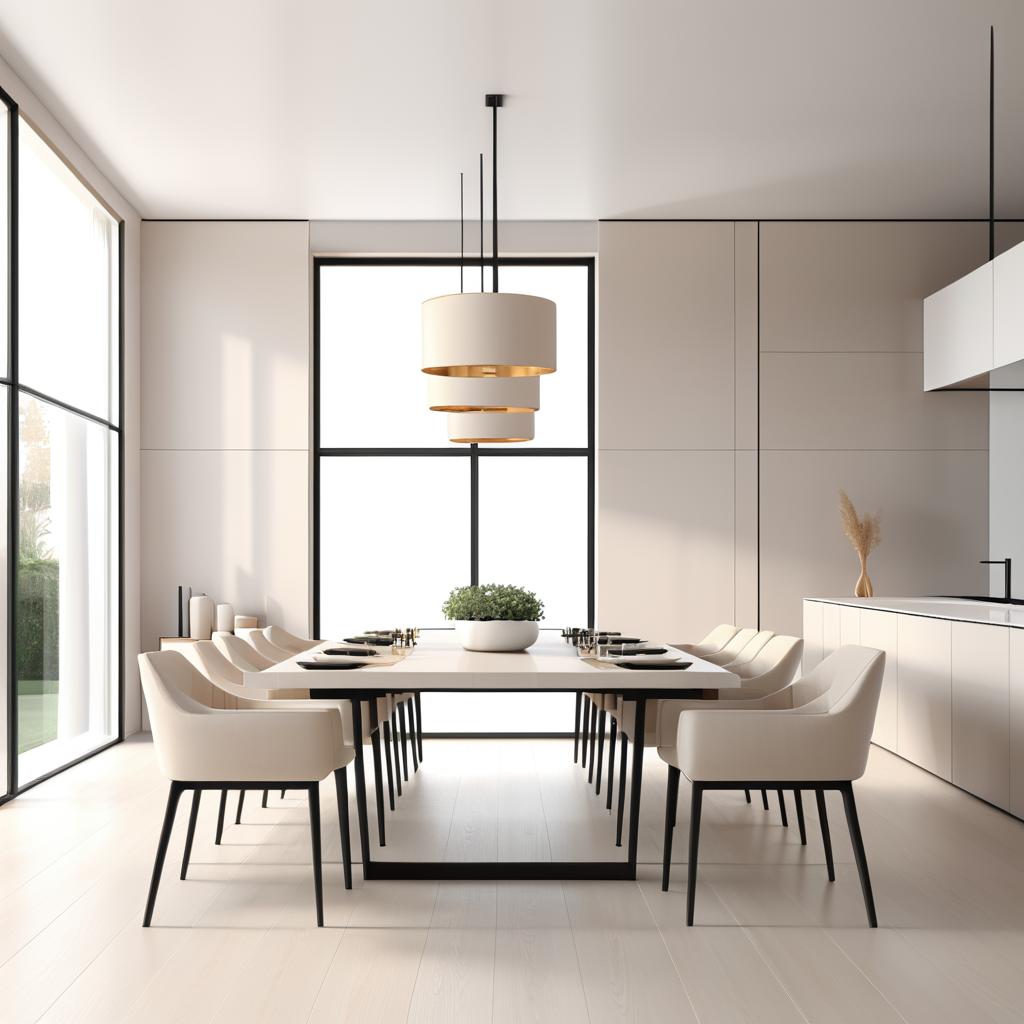 Elegant Minimalist Dining Room Design Render