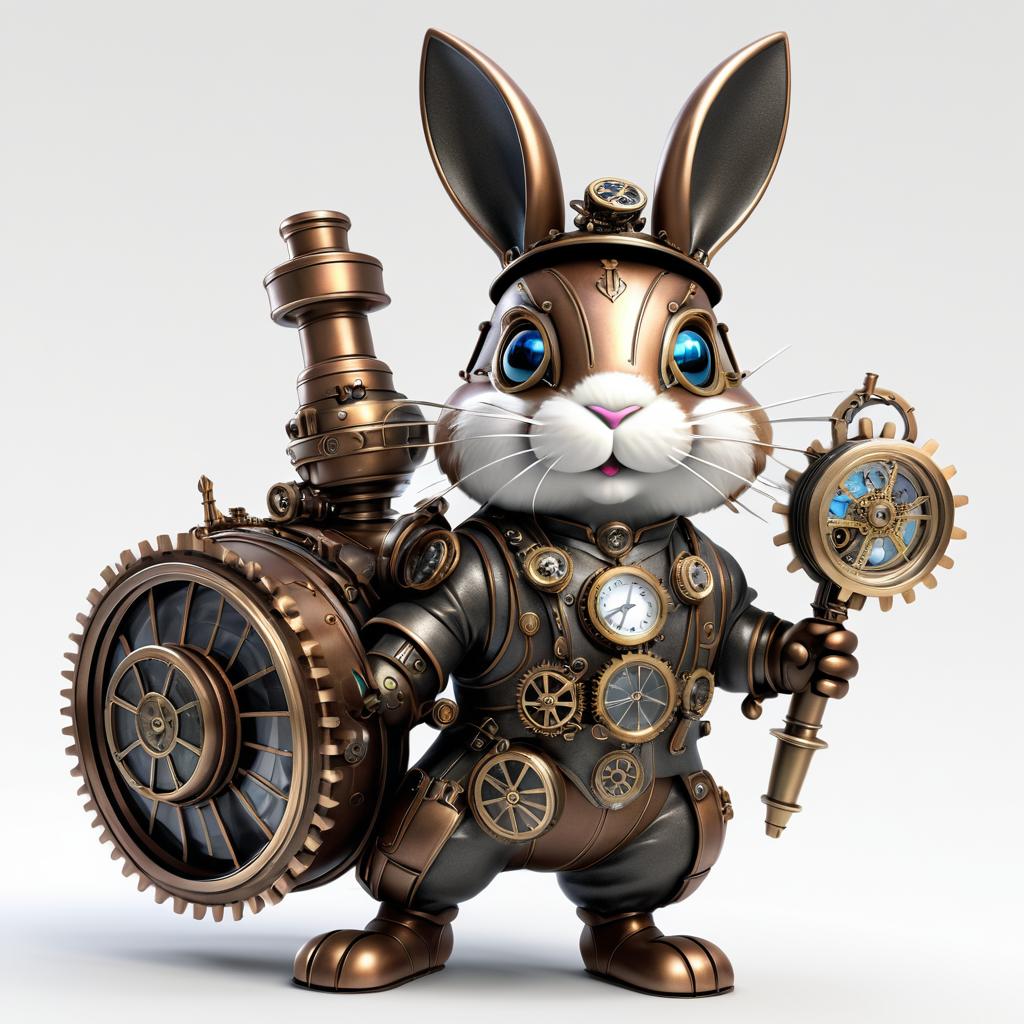 Realistic Steampunk Bunny with Gears