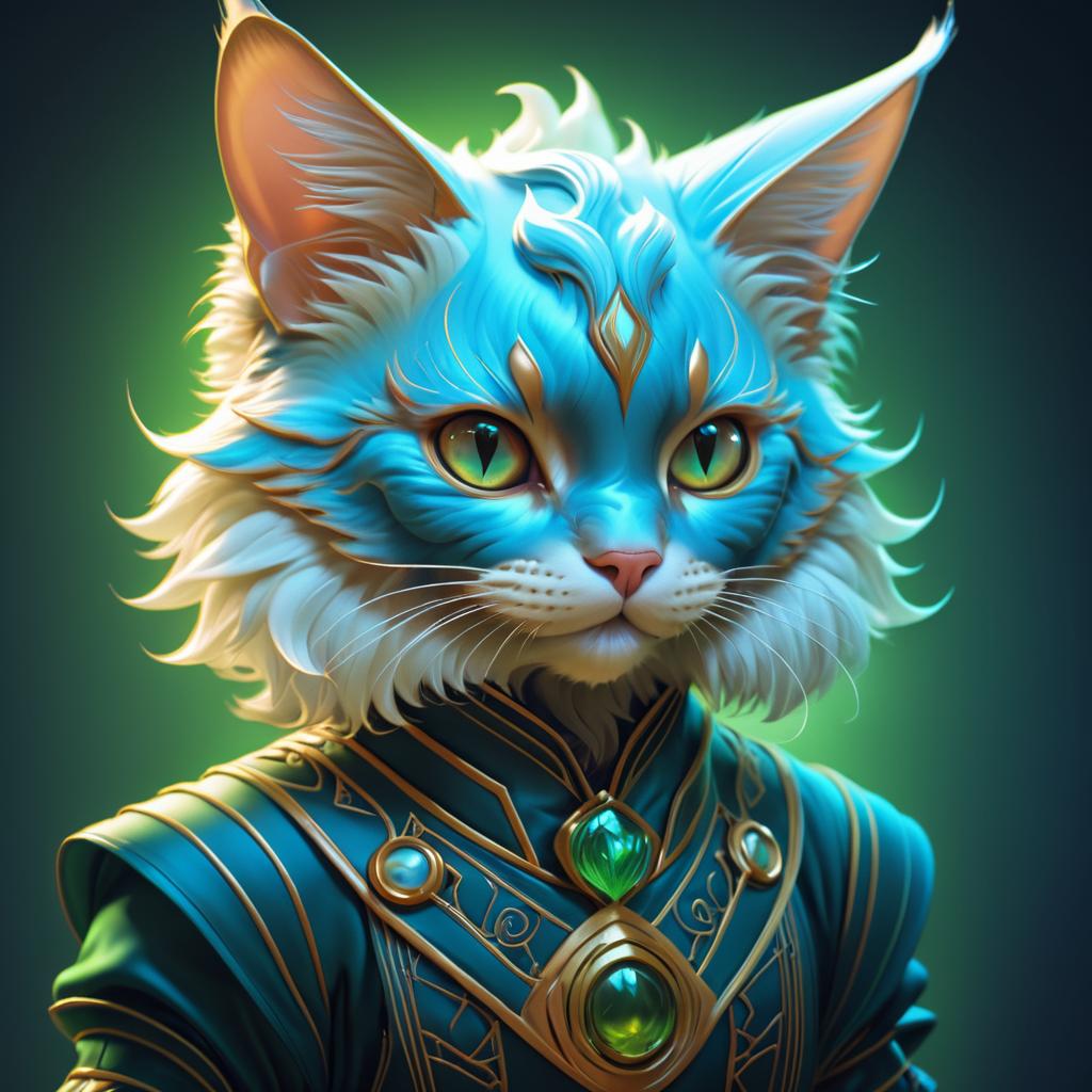 Elegant Retro Portrait of Humanoid Kitten