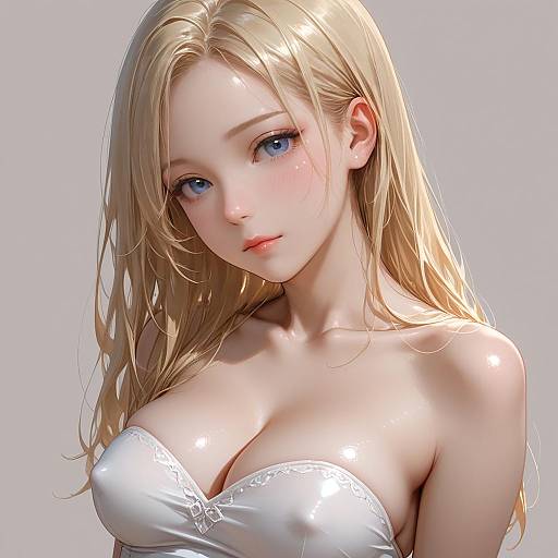 Portrait of Blonde Woman with Blue Eyes