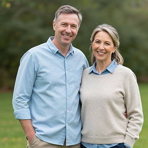 Joyful Mature Couple in Green Yard