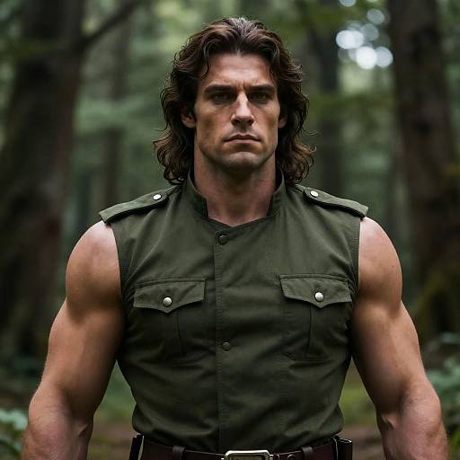 Realistic Muscular Male in Fantasy Forest