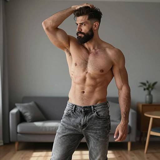 Rugged Fit Man Portrait in Home Studio