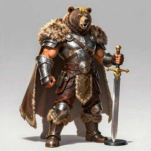 Warrior with Bear Head and Sword