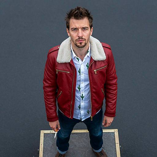 Stylish Man on Platform at Night