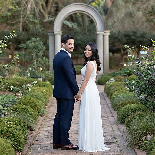 Elegant Engagement Portrait at Garden
