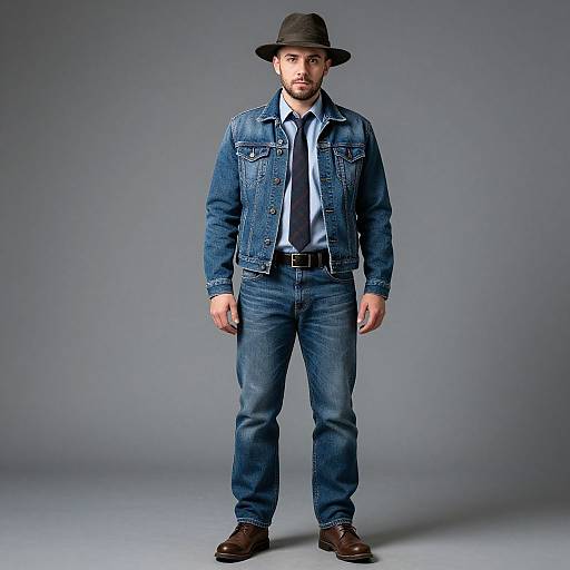 Stylish Man in Stacked Denim Outfit