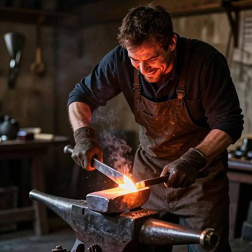 Blacksmith Crafting Emotional Weapons