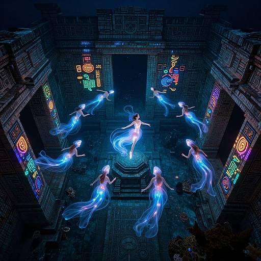 Bioluminescent Underwater Mayan Ballet