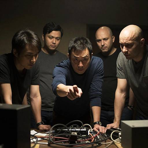 Intense Discussion in a Dim Room