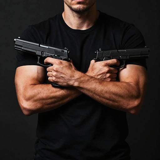 Rugged Man with Handgun Portrait
