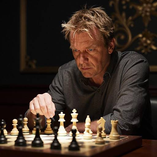 Intense Chess Duel in Dim Light