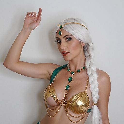 Elegant Woman with White Braids