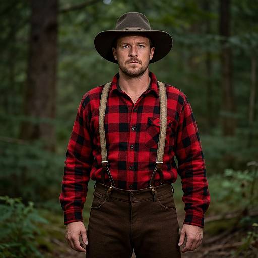 Classic Lumberjack Portrait in Forest