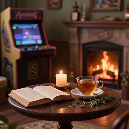 Cozy Retro Arcade Room Scene