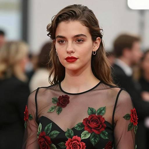 Elegant Young Woman in Floral Dress