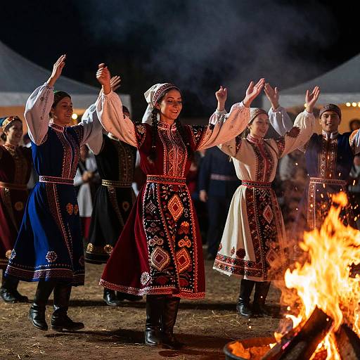 Caucásica Festival Dance Around Bonfire
