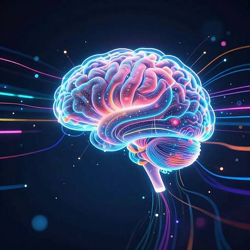 Glowing AI Brain Creating Digital Art