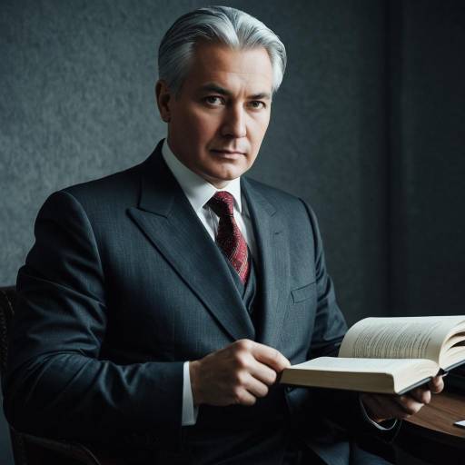 Serious Professional Man in Dark Formal Suit Reading Book