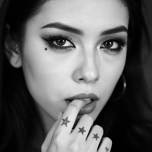 Sultry Black-and-White Portrait with Tattoos