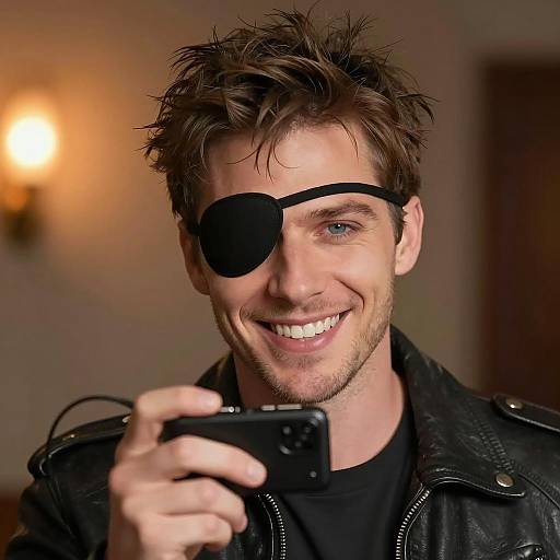 Daring Man with Eyepatch and Device