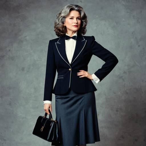 Elegant Mature Woman in 1980s Style Outfit