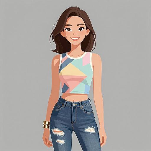 Smiling Woman in Casual Pastel Outfit