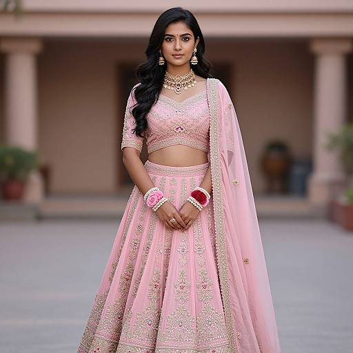 Elegant Lightweight Pink Lehenga Design