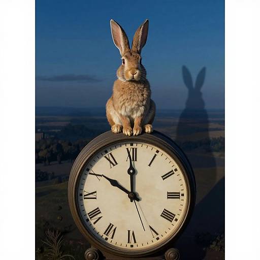 Surreal Rabbit on Twilight Clock