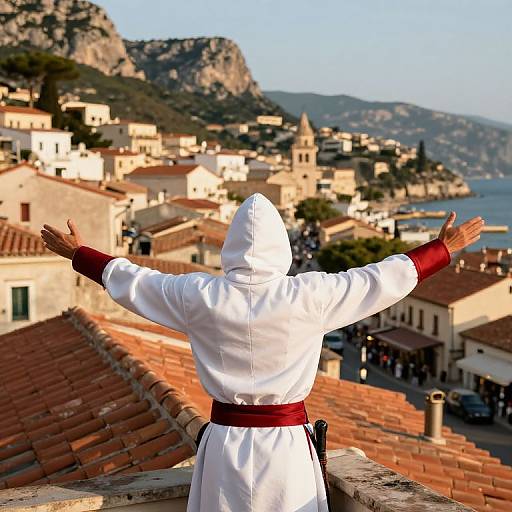 Assassin Overlooking Mediterranean Town