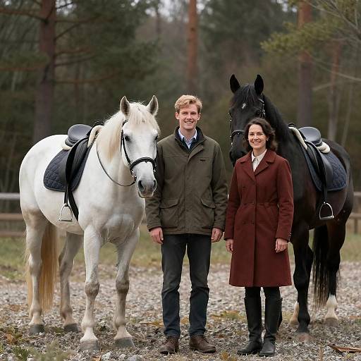 Joyful Moment with Horses in Nature