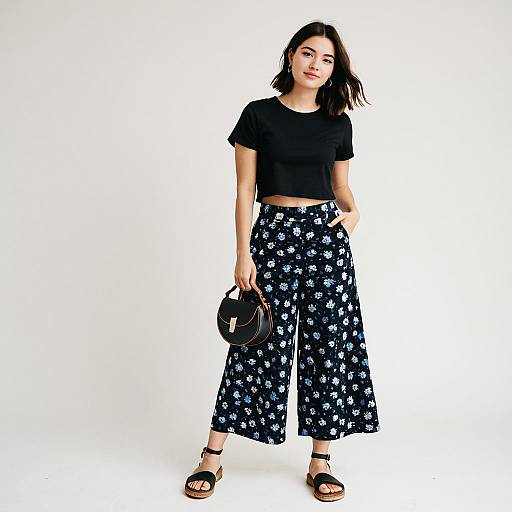 Casual Chic Woman in Floral Culottes