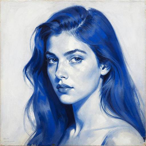 Cobalt Blue Fauvist Woman Portrait